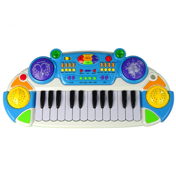 Elektronikus játék zongora ülőkével Inlea4Fun MUSICAL KEYBORD - kék
