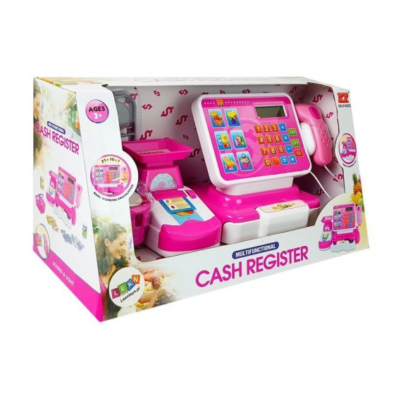 Játék pénztárgép Inlea4Fun CASH REGISTER - Fehér/rózsaszín