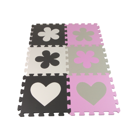 Habszivacs szőnyeg puzzle 25 darabos Inlea4Fun - fekete, rózsaszín