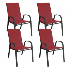 Kerti szék 4 darab Linder Exclusiv MC330885 STAPEL - sötétpiros Előnézet