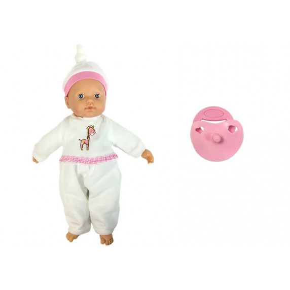Játék baba fehér pizsamában cumival LUNABEBE 40 cm
