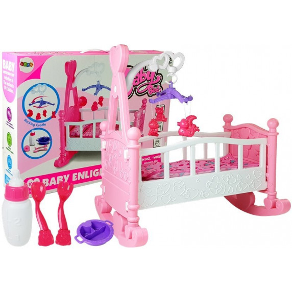 Játékbölcső babáknak Inlea4Fun BABY BED - rózsaszín