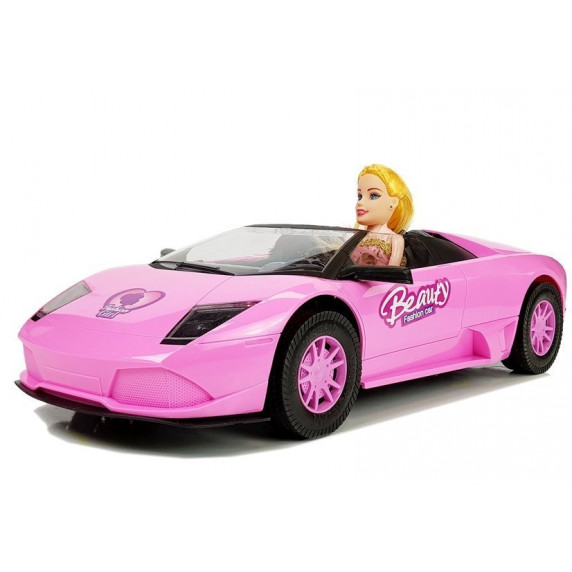 Kabrió játék autó babával Bella - világos rózsaszín