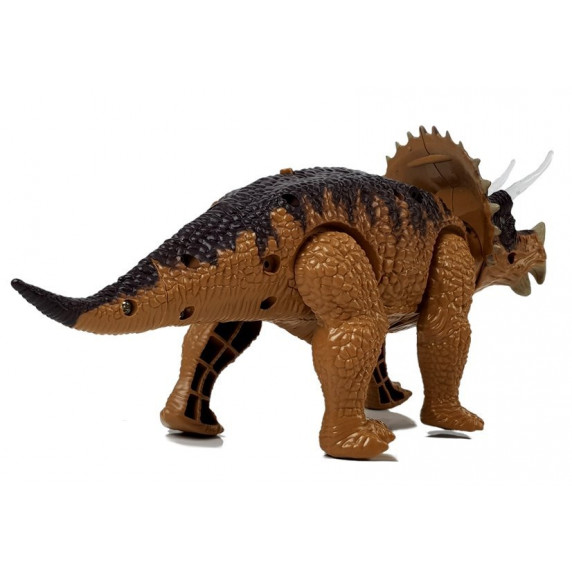 Lépegető, sétáló dinoszaurusz figura fény- és hangeffektekkel Inlea4Fun TRICERATOPS - barna