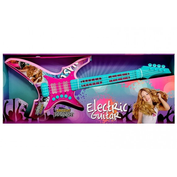 Elektromos játék gitár kislányoknak Inlea4Fun DELIGHT SOUNDS 62 cm - türkiz/rózsaszín
