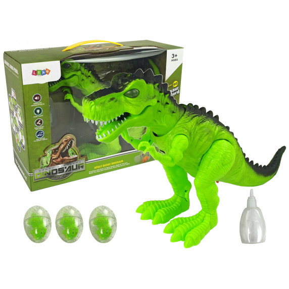 Lépegető, sétáló dinoszaurusz figura fény- és hangeffektekkel Inlea4Fun TYRANNOSAURUS REX - világos zöld