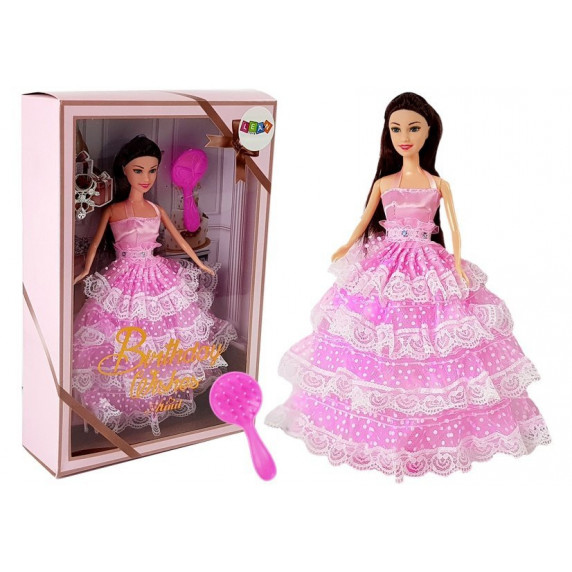 Hercegnő baba Inlea4Fun BIRTHDAY WISHES 28 cm - rózsaszín ruhás
