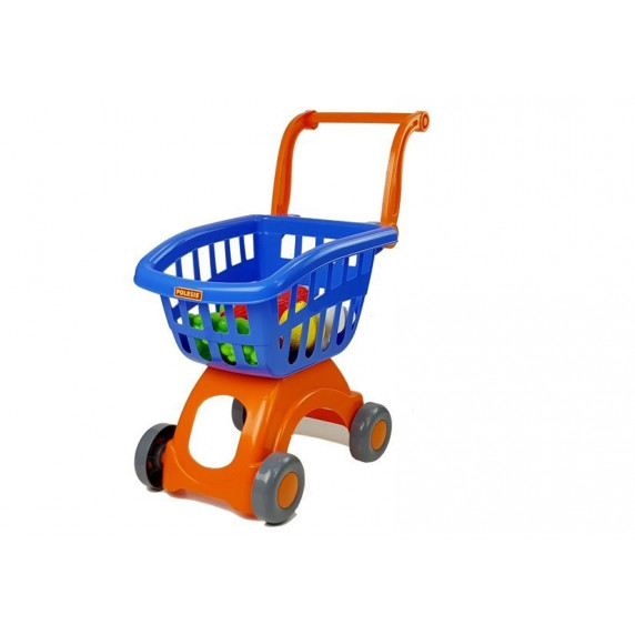 Bevásárlókocsi élelmiszerekkel POLESIE 71385 - kék/narancssárga