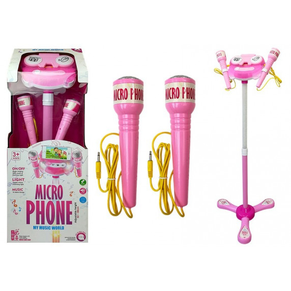 Karaoke állvány mikrofonnal Inlea4Fun MIKRO PHONE - rózsaszín