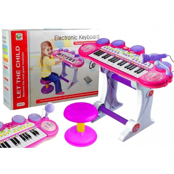 Elektronikus játék zongora Inlea4Fun LET THE CHILD - rózsaszín
