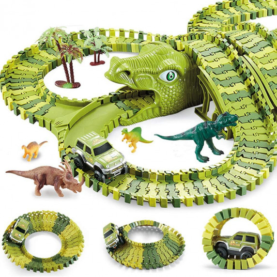 Dinópark játékszett kisautóval, dinoszauruszokkal 240 db-os Track Toys