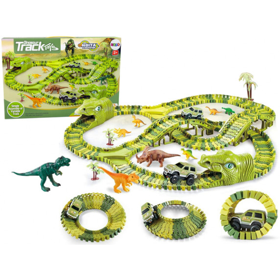 Dinópark játékszett kisautóval, dinoszauruszokkal 240 db-os Track Toys
