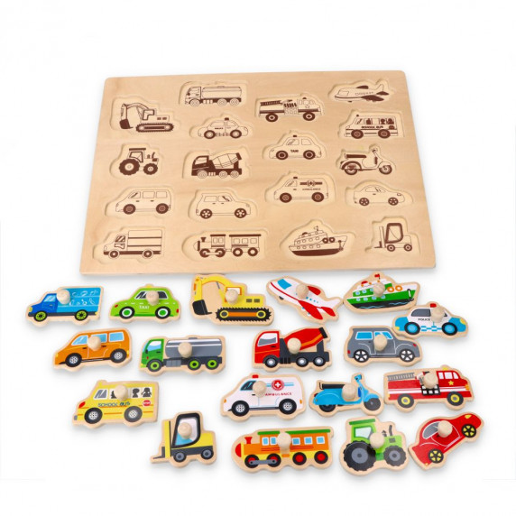 Fa puzzle fogantyúkkal Lelin L20075 - járművek