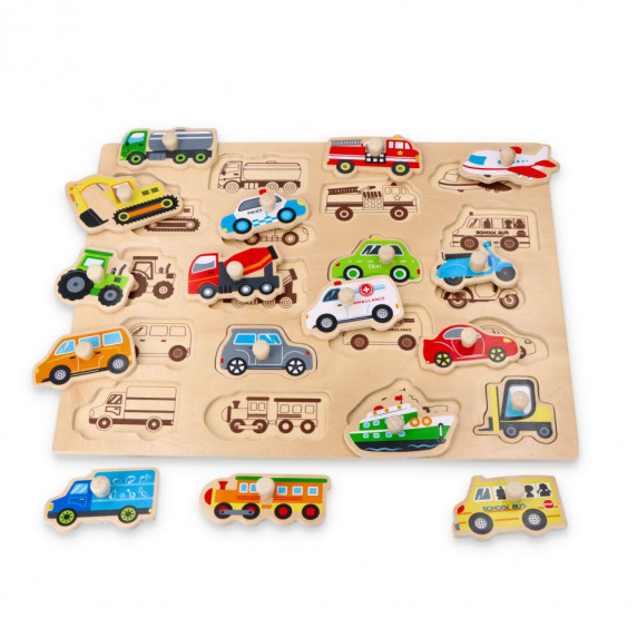 Fa puzzle fogantyúkkal Lelin L20075 - járművek