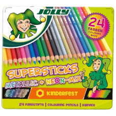 Színes ceruza fémdobozban JOLLY Superstics Metallic+Neon 24 darabos Előnézet