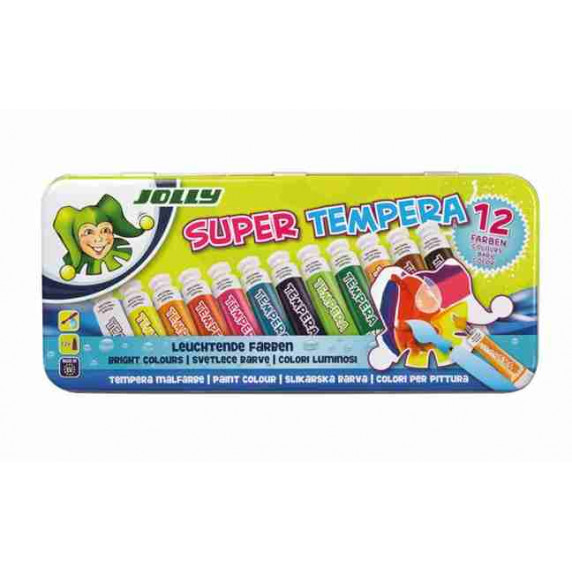 Tempera festék fémdobozban JOLLY Super Tempera - 12 színű