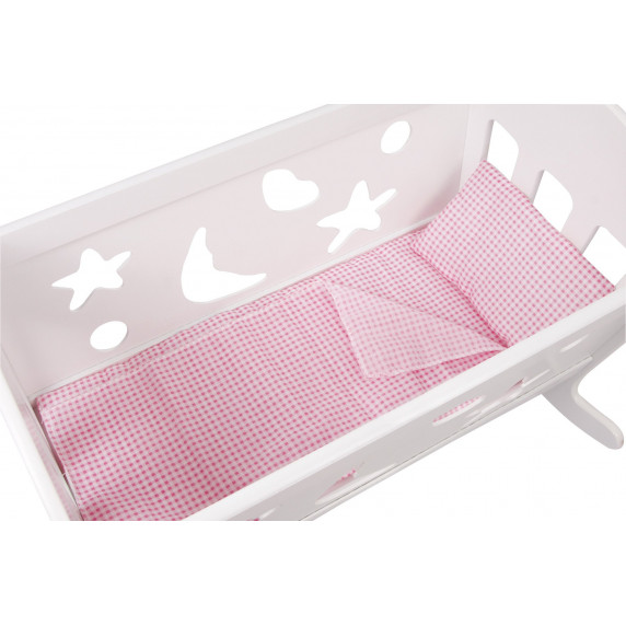 Fa Játék baba bölcső ágyneművel BINO - fehér