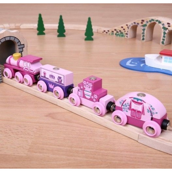 Hercegnő favonat készlet 9 darabos BIGJIGS Princess Train