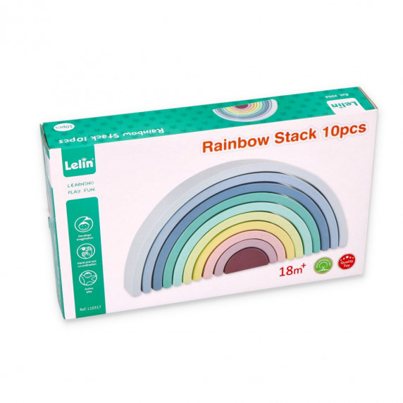 Fa építőjáték szivárvány LELIN Rainbow Stack