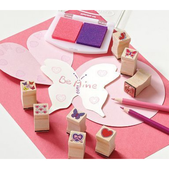 Fa játék bélyegző pecsét készlet MELISSA&DOUG Butterflies and hearts