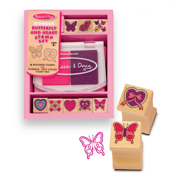 Fa játék bélyegző pecsét készlet MELISSA&DOUG Butterflies and hearts