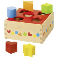 Formabedobós fa játék színes Goki SORT BOX - piros 