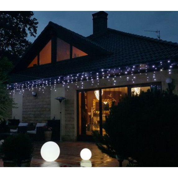 OKEJ Kültéri LED fényfüggöny időzítővel 14,5m - Hideg Fehér