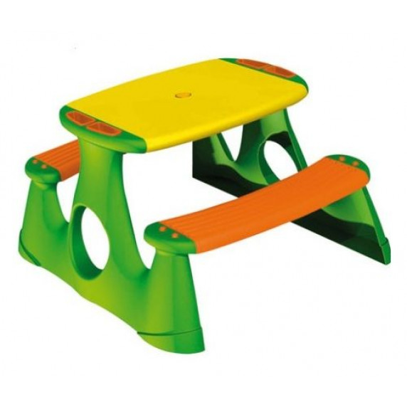 Piknik asztal gyerekeknek napernyővel - narancssárga/zöld Inlea4Fun