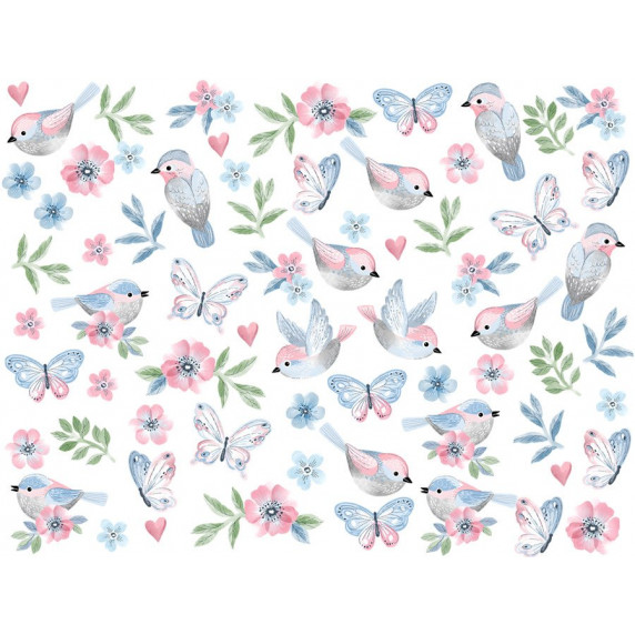 Falmatrica ANIMALS Birds - Kismadarak pillangókkal - pink