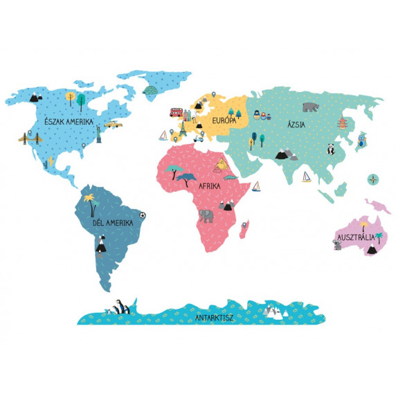 Falmatrica MAPS COLORFUL Világtérkép színes 195x100 cm - L