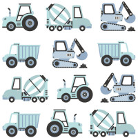 Falmatrica CONSTRUCTION VEHICLES 12 darabos - Építkezési járművek kék 
