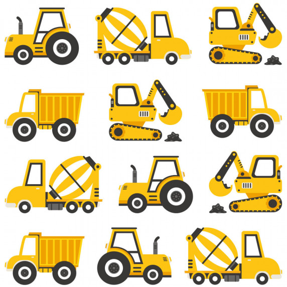Falmatrica CONSTRUCTION VEHICLES 12 darabos - Építkezési járművek sárga