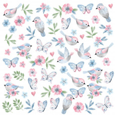 Falmatrica ANIMALS Birds - Kismadarak pillangókkal - rózsaszín Előnézet