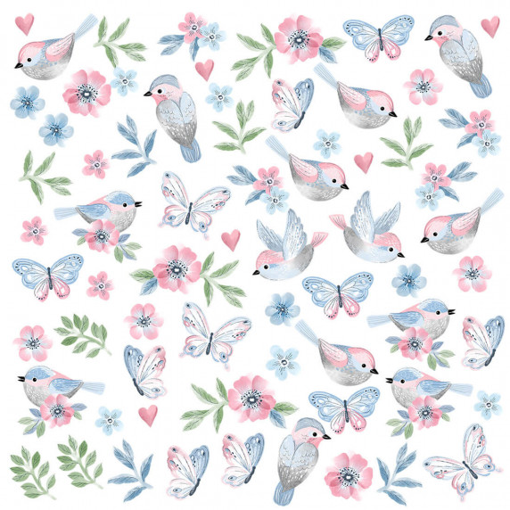 Falmatrica ANIMALS Birds - Kismadarak pillangókkal - rózsaszín