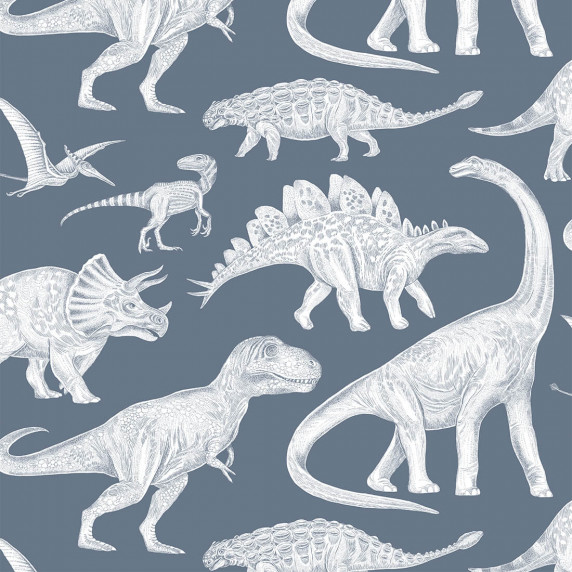 Tapéta PASTELOWE Wallpapers Dino Blue - Dinoszaurusz kék