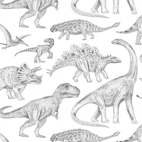 Tapéta PASTELOWE Wallpapers Dino White - Dinoszaurusz fehér