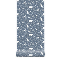 Tapéta PASTELOWE Wallpapers Forest Blue - Erdei állatok kék 