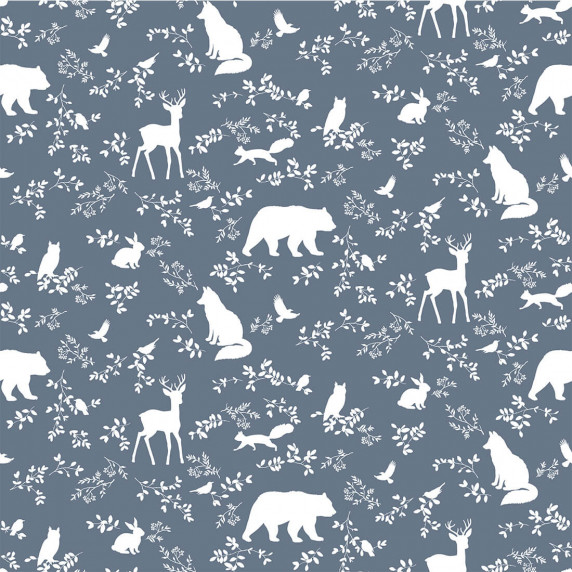 Tapéta PASTELOWE Wallpapers Forest Blue - Erdei állatok kék