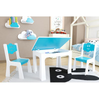 Gyerek asztal tárolóhellyel és székekkel Felhő - kék 