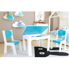 Gyerek asztal tárolóhellyel és székekkel Felhő - kék Előnézet