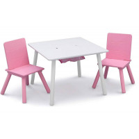 Gyerekasztal és székekkel - fehér-rózsaszín 
