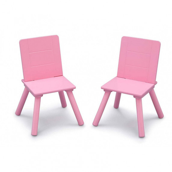 Gyerekasztal és székekkel - fehér-rózsaszín