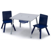 Gyerek asztal székekkel - szürke-sötétkék 