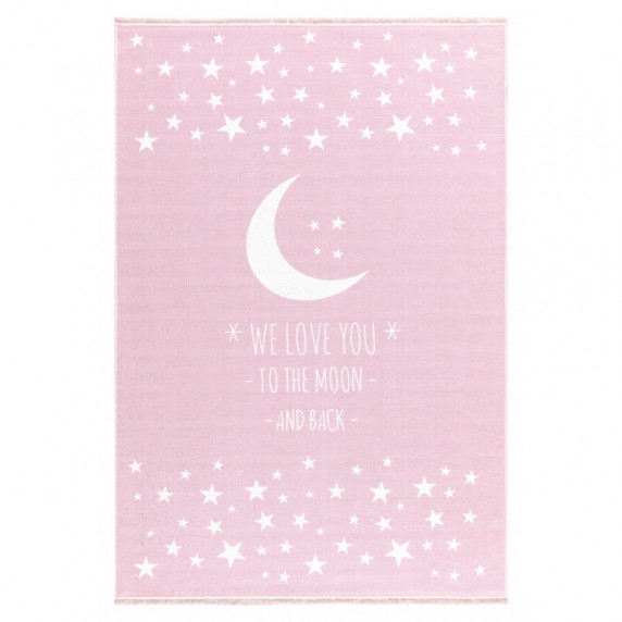 Gyerek szőnyeg holdacskás csillagokkal MOON 100x160 cm - rózsaszín