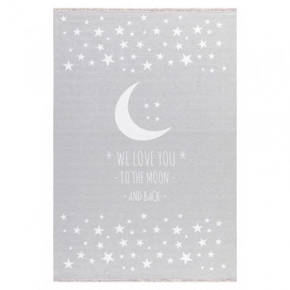 Gyerek szőnyeg holdacskás csillagokkal MOON 100x160 cm - szürke