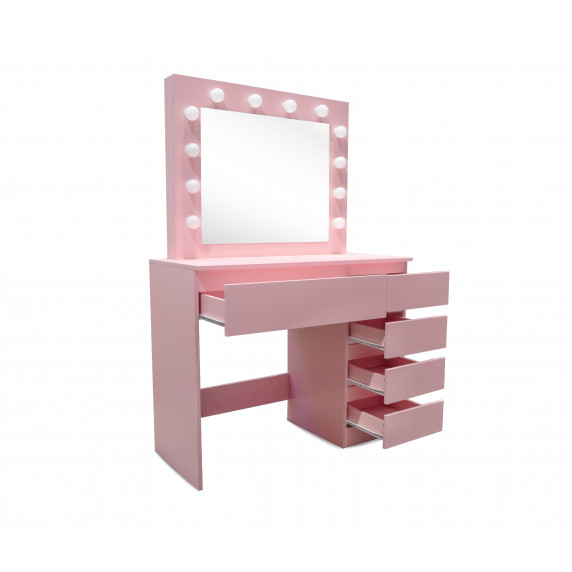 Fésülködő asztal megvilágítással 5 fiókkal konnektorral Aga MRDT06-Pink-S