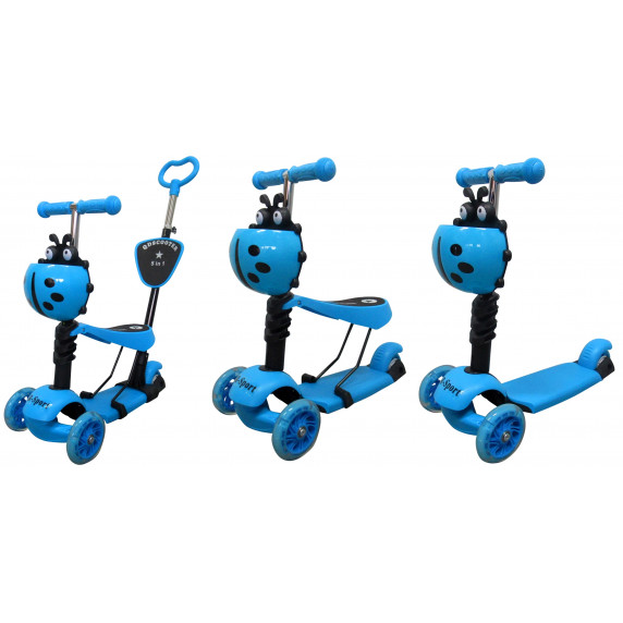 Háromkerekű gyerek roller 5 az 1-ben R-Sport  világító kerekekkel H3- kék