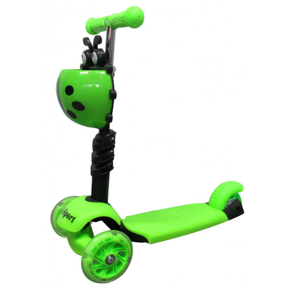 Háromkerekű gyerek roller 5 az 1-ben R-Sport  világító kerekekkel H3- zöld