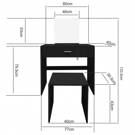 Fésülködő asztal székkel MRDT13-MB