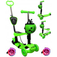 Háromkerekű gyerek roller 5 az 1-ben R-Sport  világító kerekekkel H3- zöld 